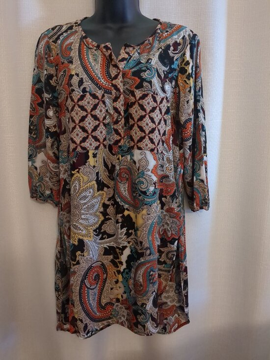fig and flower Tops - S Boho Fig & Flower 3/4 Sleeve Mini Dress Tunic Top